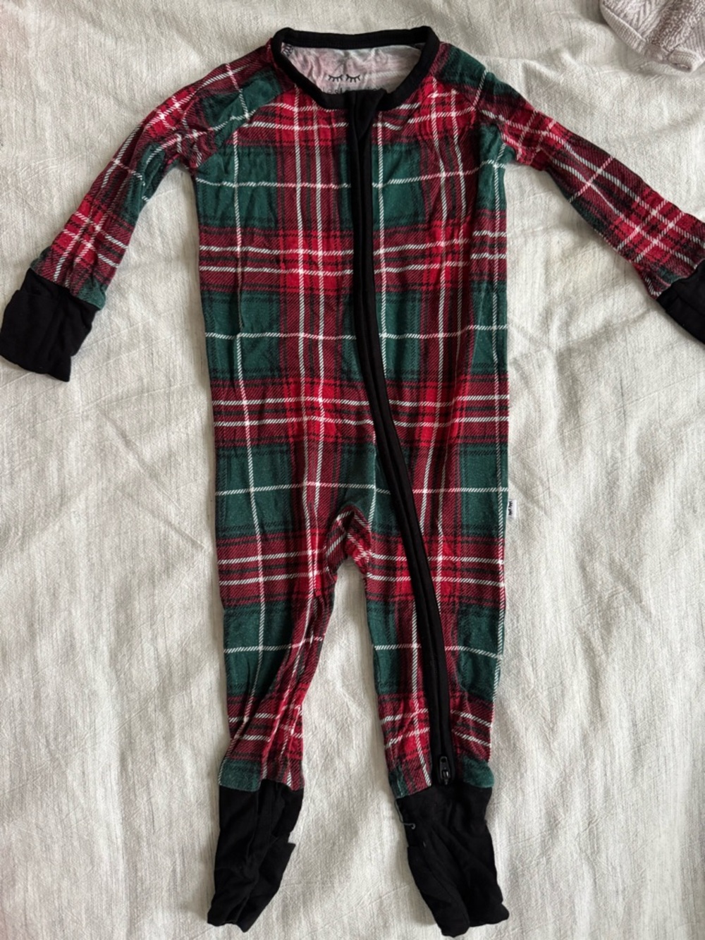 Little Sleepies Red & Green Plaid Footed One-Piece Pajamas